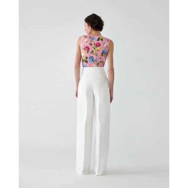 Carolina Herrera High-Waisted Wide-Leg Alba Pants in White, view 3