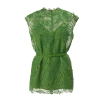 Carolina Herrera Hydrangea Lace Belted Top in Lawn Green