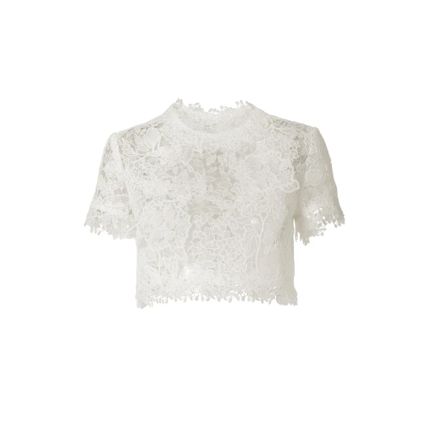 Hydrangea Lace Cropped Top in White
