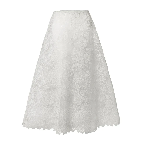 Hydrangea Lace Midi Skirt in White