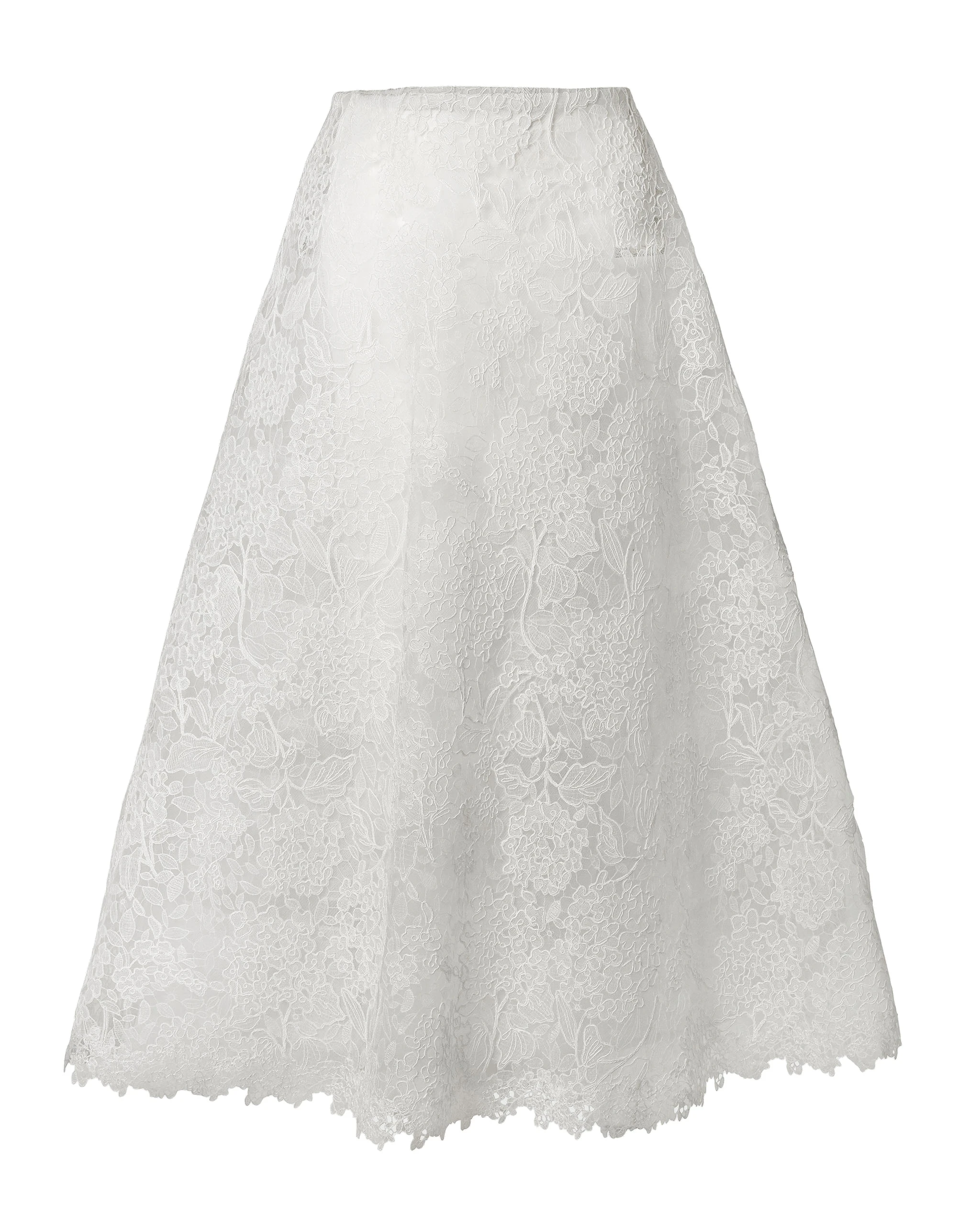 Carolina Herrera Hydrangea Lace Midi Skirt in White | Skirts | Coveti Carolina Herrera Hydrangea Lace Midi Skirt in White