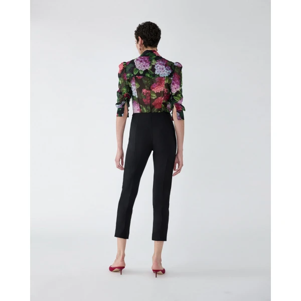 Carolina Herrera Hydrangea-Print Chiffon Blouse, view 3