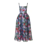Carolina Herrera Hydrangea-Print Organza Midi Dress