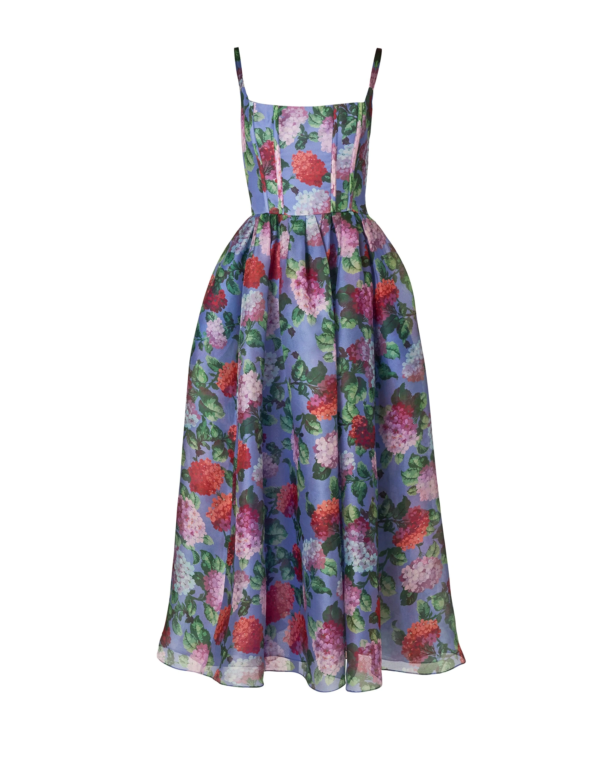 Carolina Herrera Hydrangea-Print Organza Midi Dress | Dresses | Coveti Carolina Herrera Hydrangea-Print Organza Midi Dress