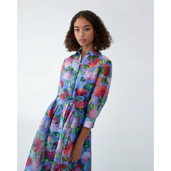 Carolina Herrera Hydrangea-Print Organza Trench Gown, view 4