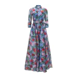 Carolina Herrera Hydrangea-Print Organza Trench Gown