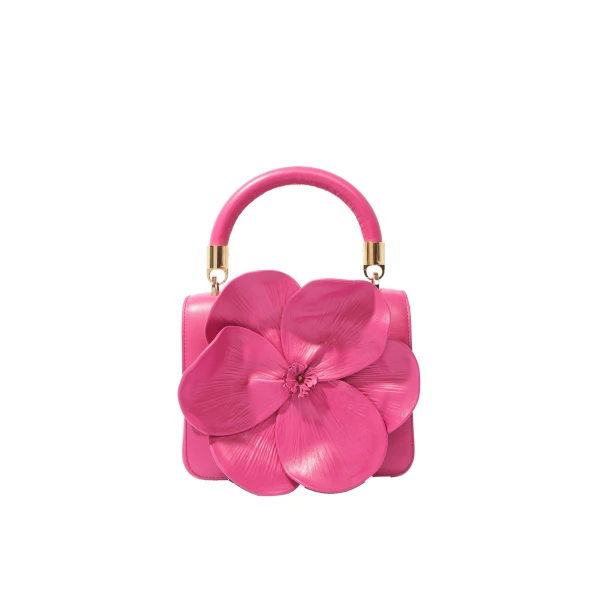 Initials Insignia Flora Top Handle Medium Handbag in Framboise