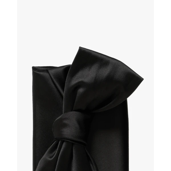 Carolina Herrera Karlita Satin Clutch with Bow in Black, view 5