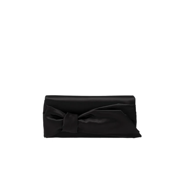 Carolina Herrera Karlita Satin Clutch with Bow in Black