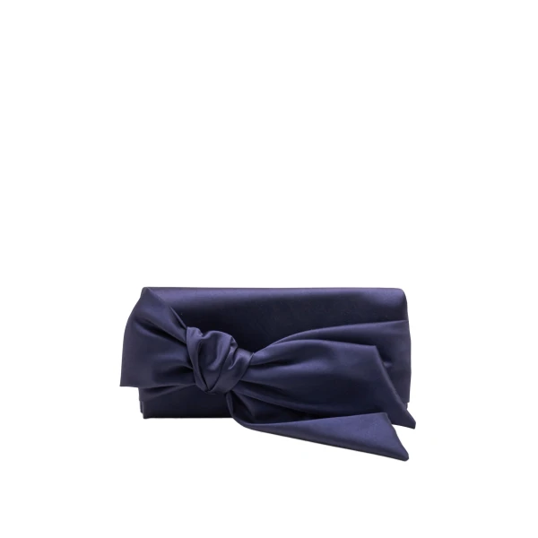 Karlita Satin Clutch with Bow in Midnight