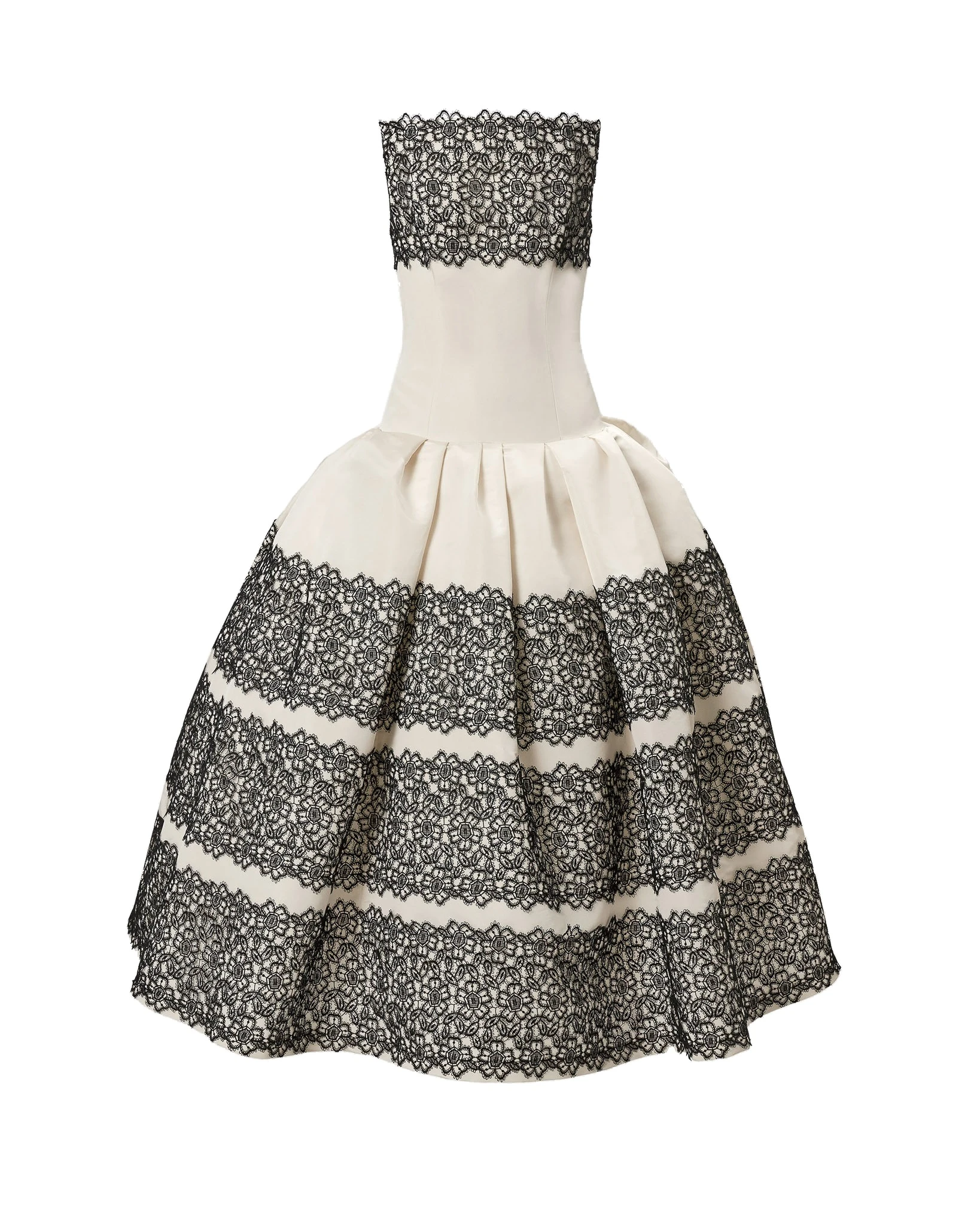Carolina Herrera Lace-Trimmed Strapless Gown in Ceramic | Dresses | Coveti Carolina Herrera Lace-Trimmed Strapless Gown in Ceramic