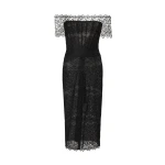 Carolina Herrera Lace-Trimmed Tulle Off-Shoulder Dress in Black
