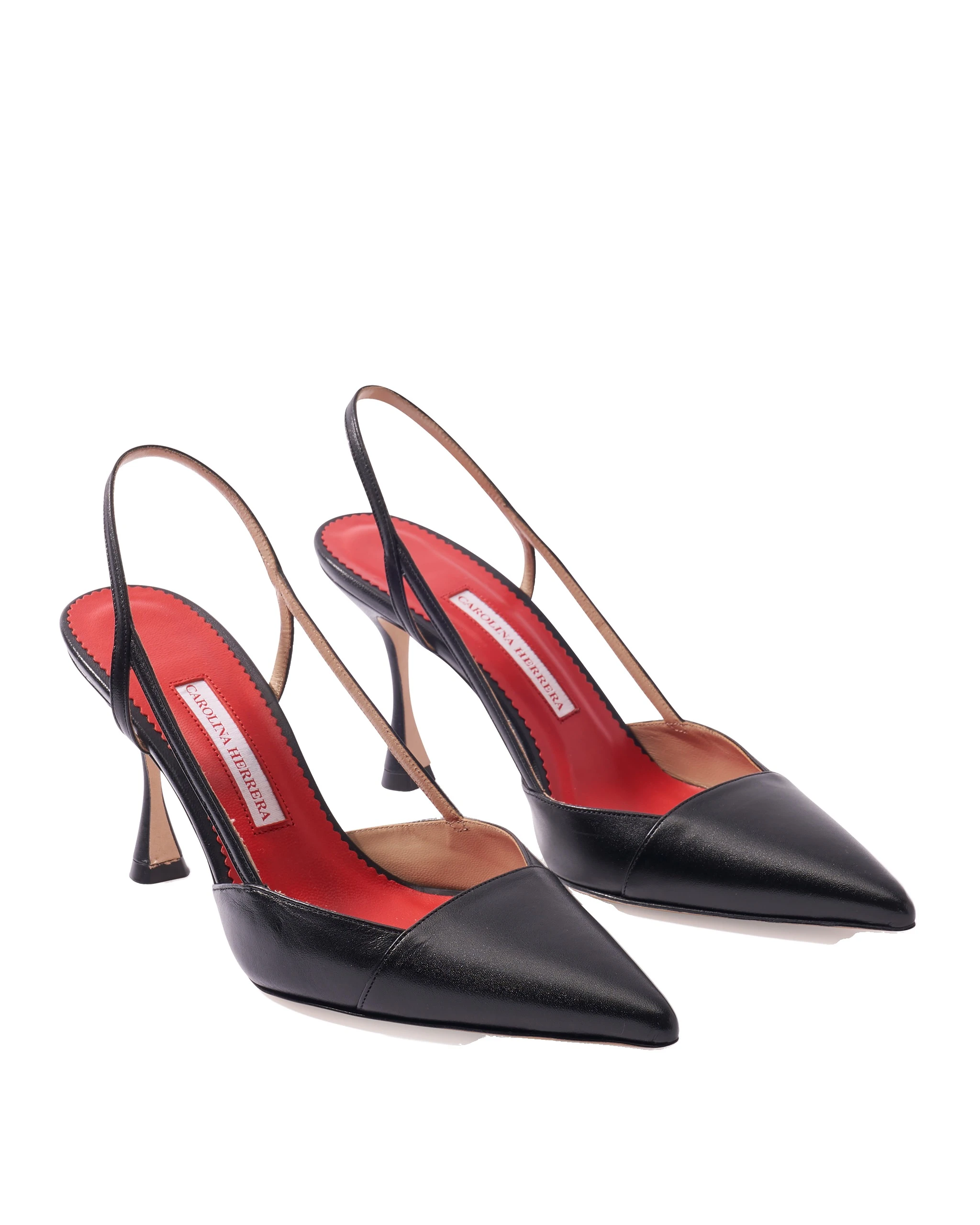 Carolina Herrera Leather Slingback Heels in Black | Shoes | Coveti Carolina Herrera Leather Slingback Heels in Black