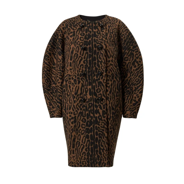 Carolina Herrera Leopard Jacquard Cocoon Coat