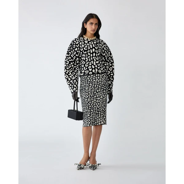 Carolina Herrera Leopard-Patterned Chenille Sweater, view 2