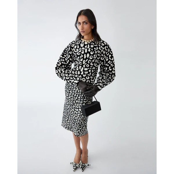 Carolina Herrera Leopard-Patterned Chenille Sweater, view 4