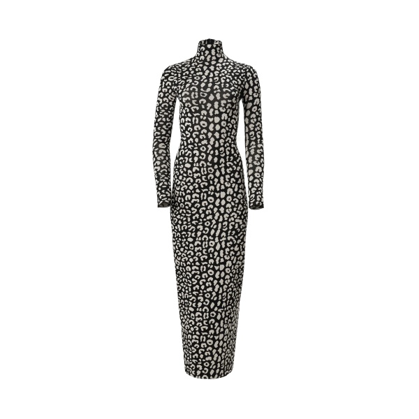 Carolina Herrera Leopard-Patterned Jacquard Turtleneck Dress
