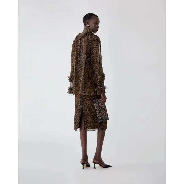 Carolina Herrera Leopard Print Chiffon Skirt, view 3