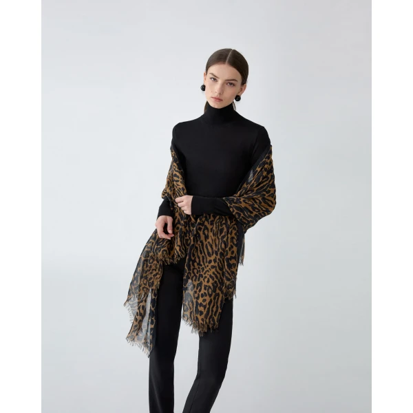 Carolina Herrera Leopard Print Modal-Cashmere Scarf, view 2