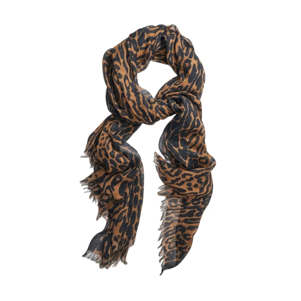 Leopard Print Modal-Cashmere Scarf