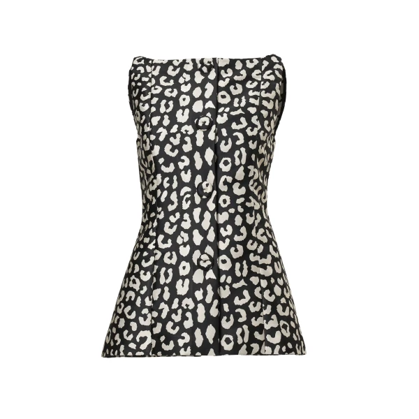 Carolina Herrera Leopard Spot Jacquard Boat-Neck Top