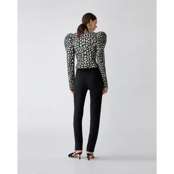 Carolina Herrera Leopard Spot Jacquard Puff-Sleeve Jacket, view 3