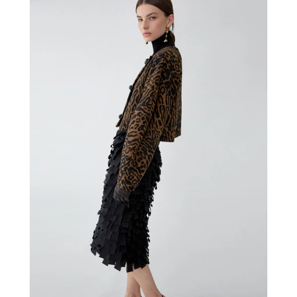 Carolina Herrera Loop-Embroidered Organza Pencil Skirt in Black, view 4