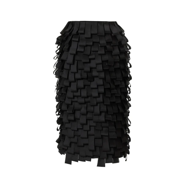 Carolina Herrera Loop-Embroidered Organza Pencil Skirt in Black