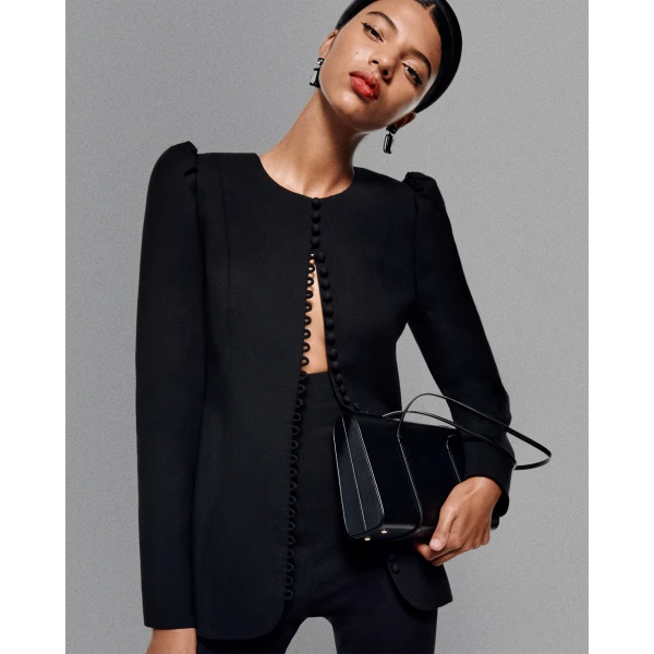 Carolina Herrera Luci Leather Shoulder Bag in Black, view 2