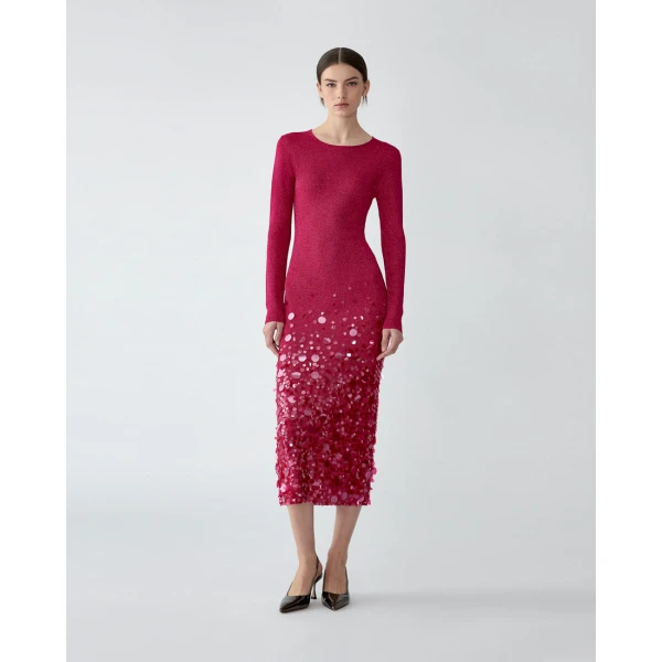 Carolina Herrera Lurex Midi Dress with Paillettes, view 2
