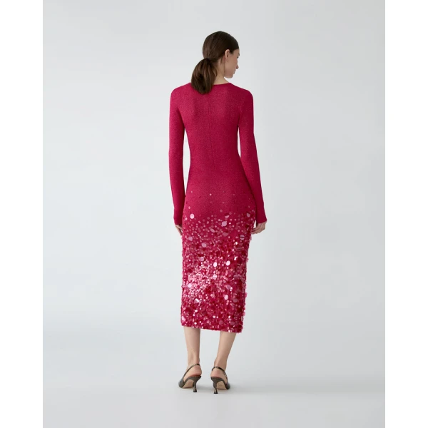 Carolina Herrera Lurex Midi Dress with Paillettes, view 3