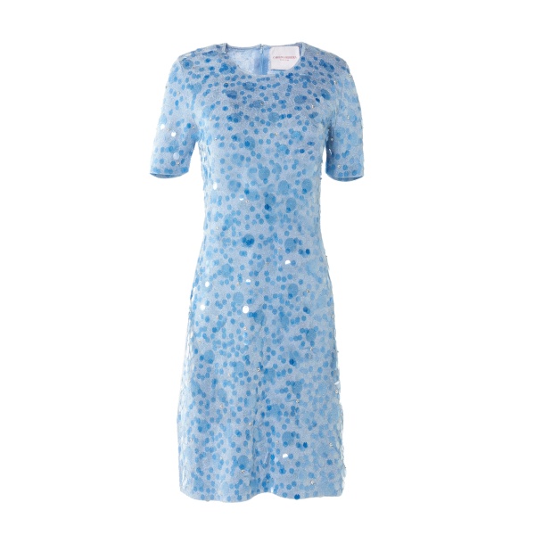 Carolina Herrera Lurex Mini Dress with Paillettes in Cloudy Blue