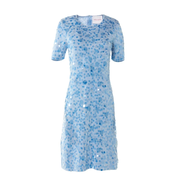 Lurex Mini Dress with Paillettes in Cloudy Blue