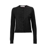 Carolina Herrera Merino-Silk Cardigan with Lace in Black