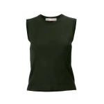 Carolina Herrera Merino-Silk Crewneck Tank in Forest Green
