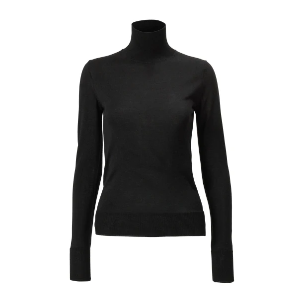 Merino-Silk Turtleneck Sweater in Black