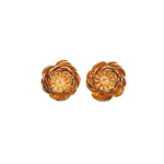 Carolina Herrera Metal Flower Earrings in Gold