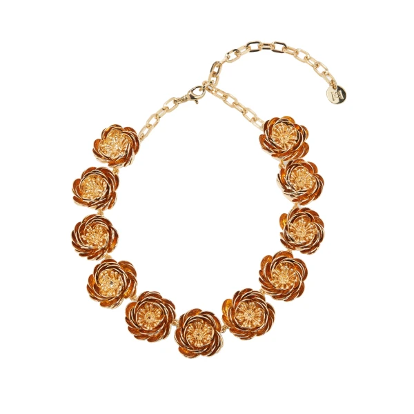 Metal Flower Necklace in Gold