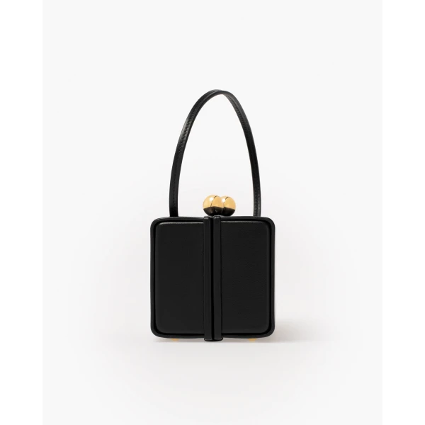 Carolina Herrera Mimi Leather Top Handle Bag in Black, view 4