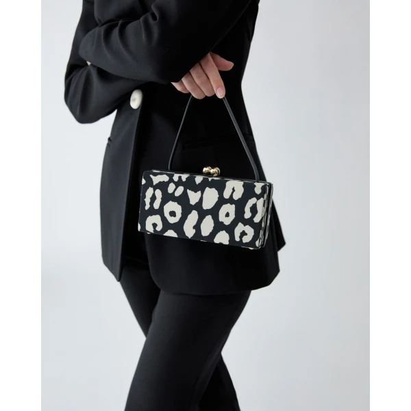 Carolina Herrera Mimi Leopard Spot Jacquard Top Handle Bag, view 2