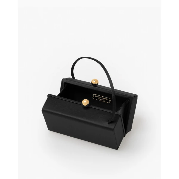 Carolina Herrera Mimi Satin Top Handle Bag in Black, view 2