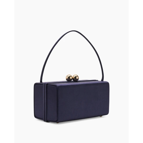 Carolina Herrera Mimi Satin Top Handle Bag in Midnight, view 4