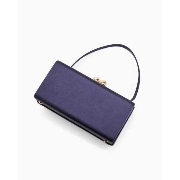 Carolina Herrera Mimi Satin Top Handle Bag in Midnight, view 5