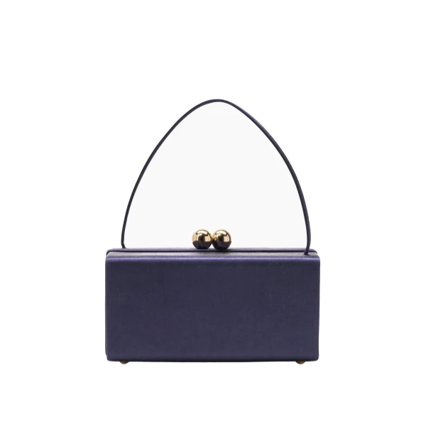 Mimi Satin Top Handle Bag in Midnight