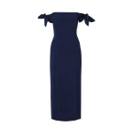 Carolina Herrera Off-Shoulder Midi Dress With Ties in Midnight