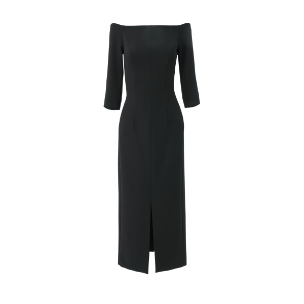 Carolina Herrera Off-Shoulder Midi Dress in Black