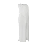 Carolina Herrera One-Shoulder Draped Gown in White