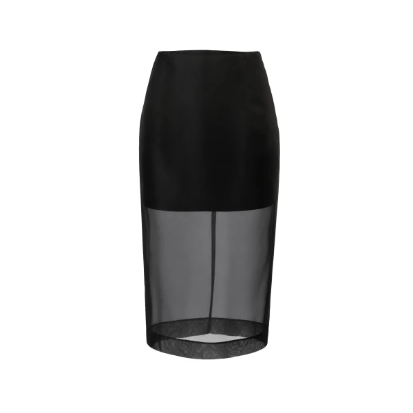 Carolina Herrera Organza Knee-Length Skirt in Black