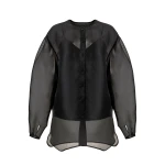 Carolina Herrera Oversized Organza Blouse in Black