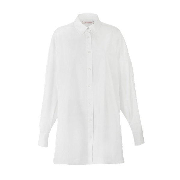 Carolina Herrera Oversized Tie-Front Shirt in White